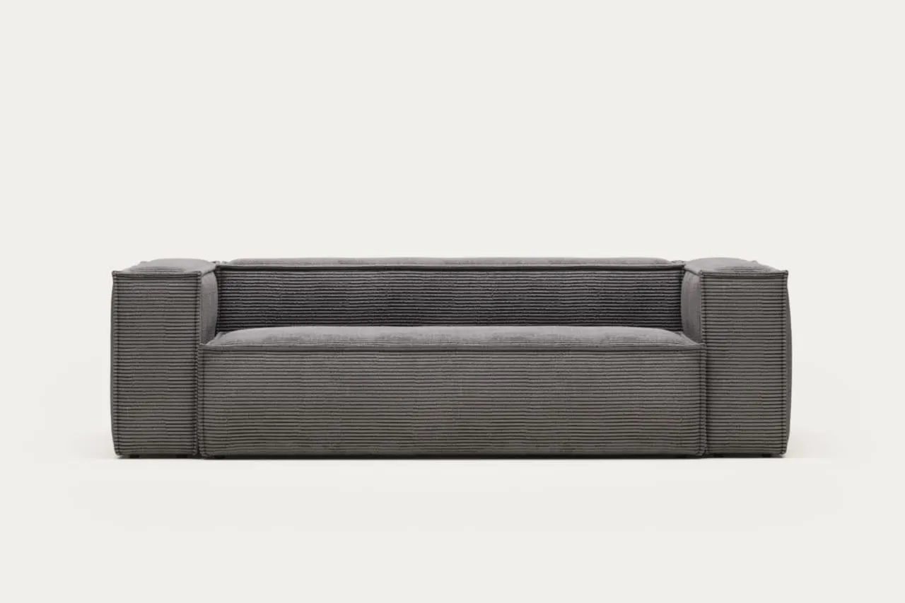 Sofá Blok 3 plazas pana gruesa gris 240 cm