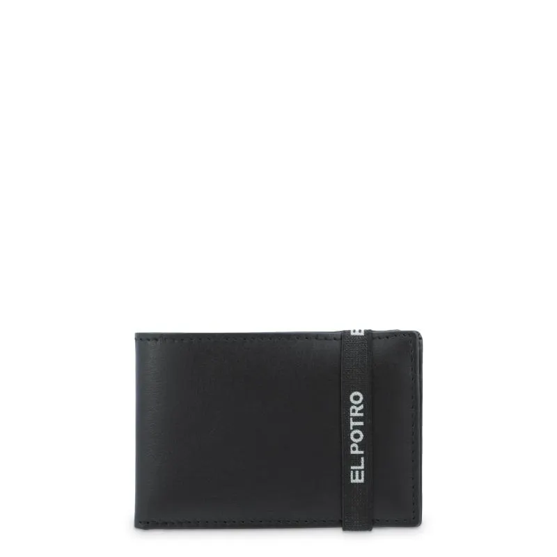 Cartera pequeña con monedero exterior en piel vacuno color negro-El Potro