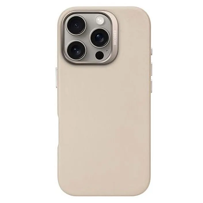 Funda de piel DECODED para iPhone 16 Pro Beige