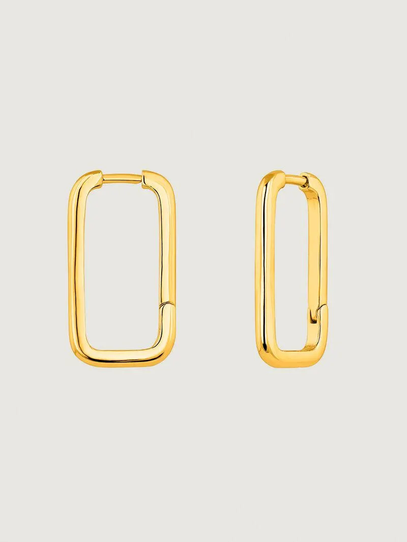 Pendientes rectangulares de plata 925 bañada en oro amarillo de 18K