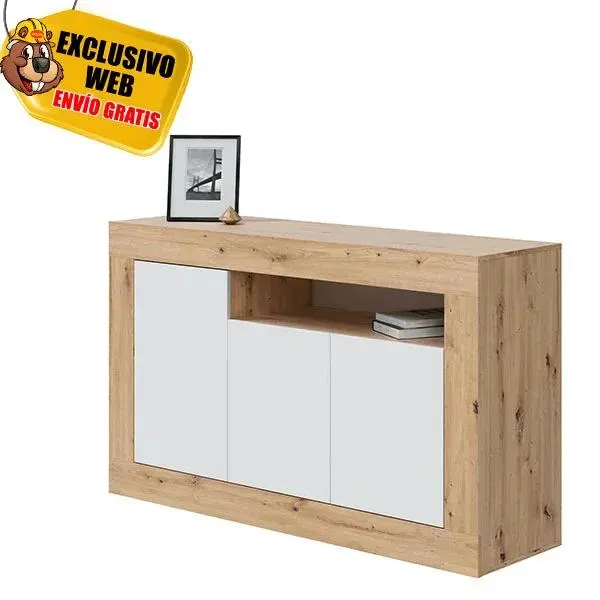 Aparador 3 puertas Baltik roble-blanco
