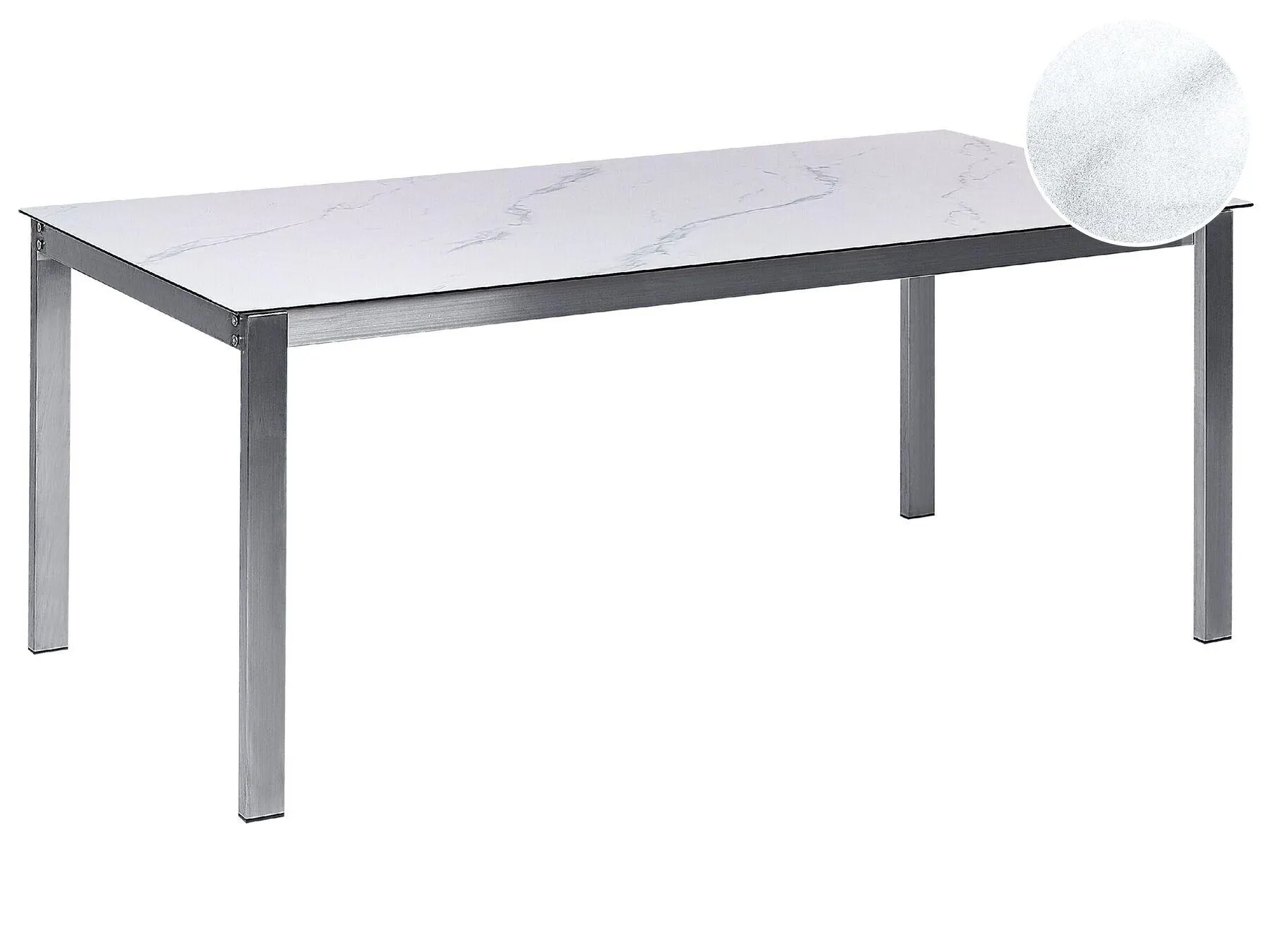 Mesa de jardín COSOLETO 180 cm 90 cm Efecto mármol Vidrio Blanco