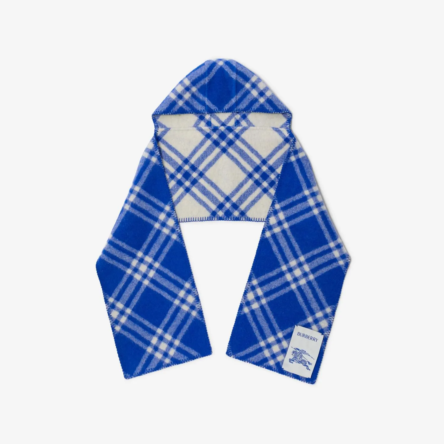 Bufanda en lana a cuadros con capucha