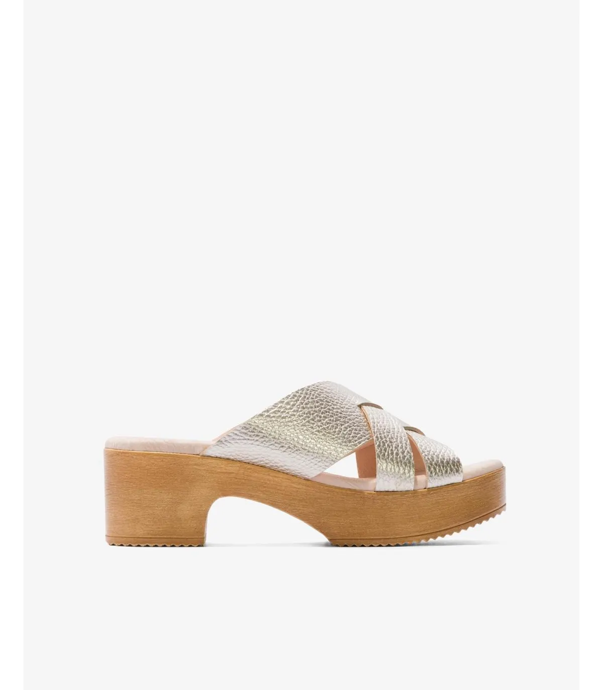 Sandalias tacón Mujer estilo zueco Piel