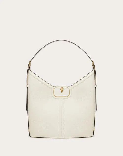 BOLSO HOBO DE CUERO GRANEADO DE BECERRO CON EL VLOGO DE CUERO