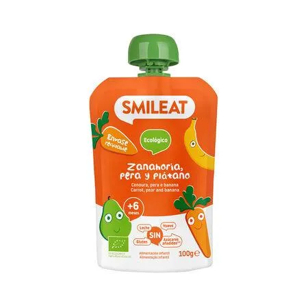 Pouch Smileat zanahoria plátano y pera 6meses 100g