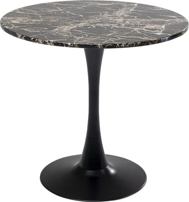 Mesa redonda tablero MDF imitación mármol negro Ø80 cm