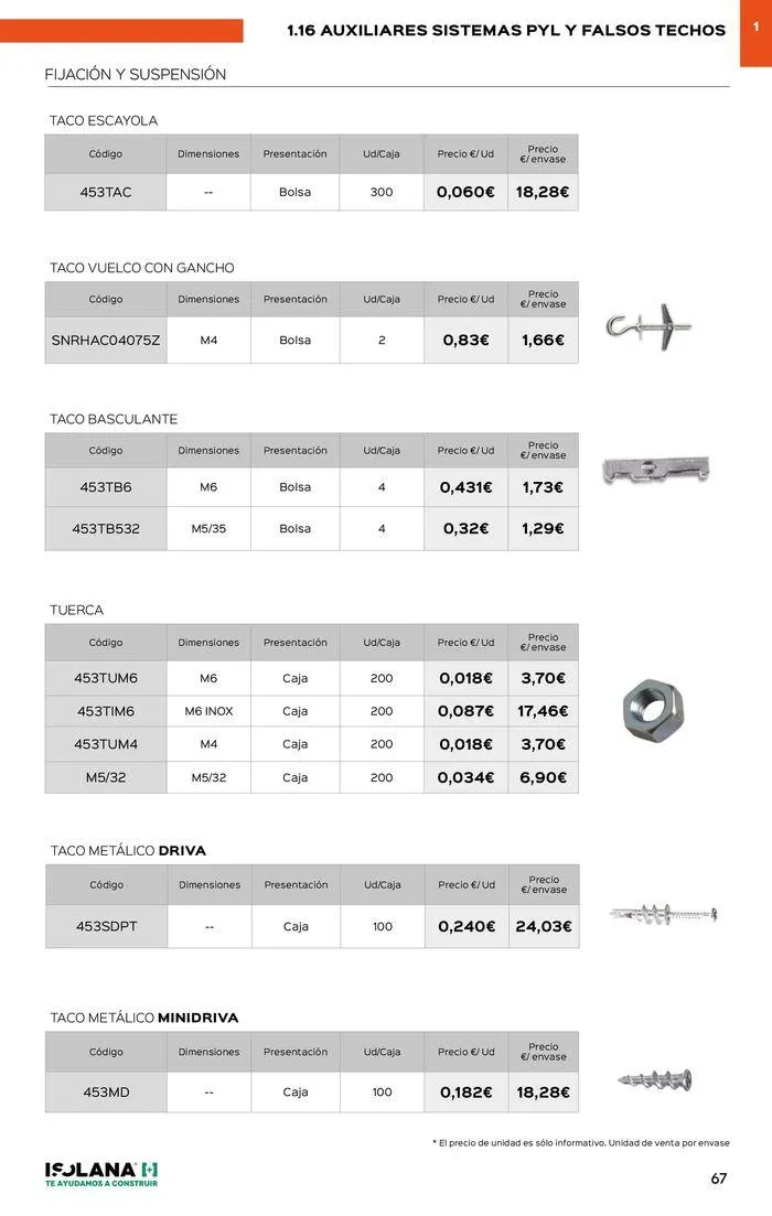 Catálogo de PLACA DE YESO LAMINADO – TARIFA ISOLANA 2024 18 de septiembre al 30 de septiembre 2024 - Página 62