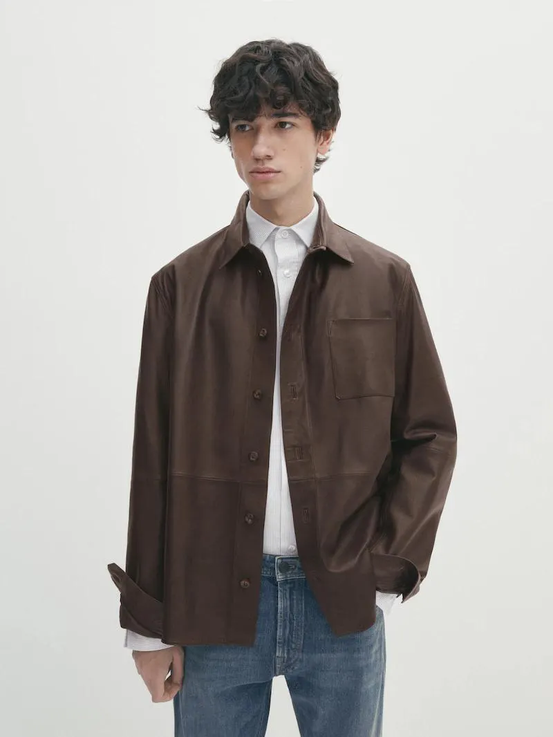 Sobrecamisa piel napa bolsillo