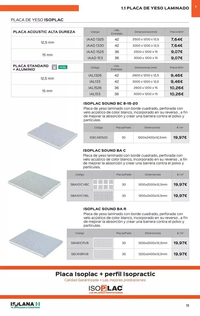 Catálogo de PLACA DE YESO LAMINADO – TARIFA ISOLANA 31 de marzo al 31 de marzo 2025 - Página 6