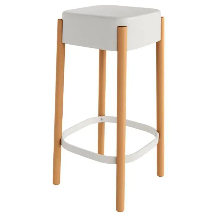 Taburete con Patas de Madera de Color Blanco VISBY CG1646DB