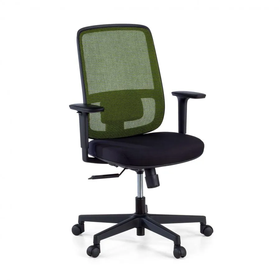 Silla de oficina profesional Kaito black, uso 8 horas - Verde