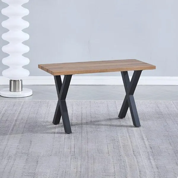 Banco Taburete Madera Patas de Metal Negras