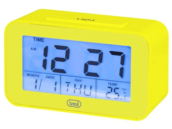 RELOJ DIGITAL CON ALARMA Y TERMNMETRO TREVI SLD 3P50 AMARILLO