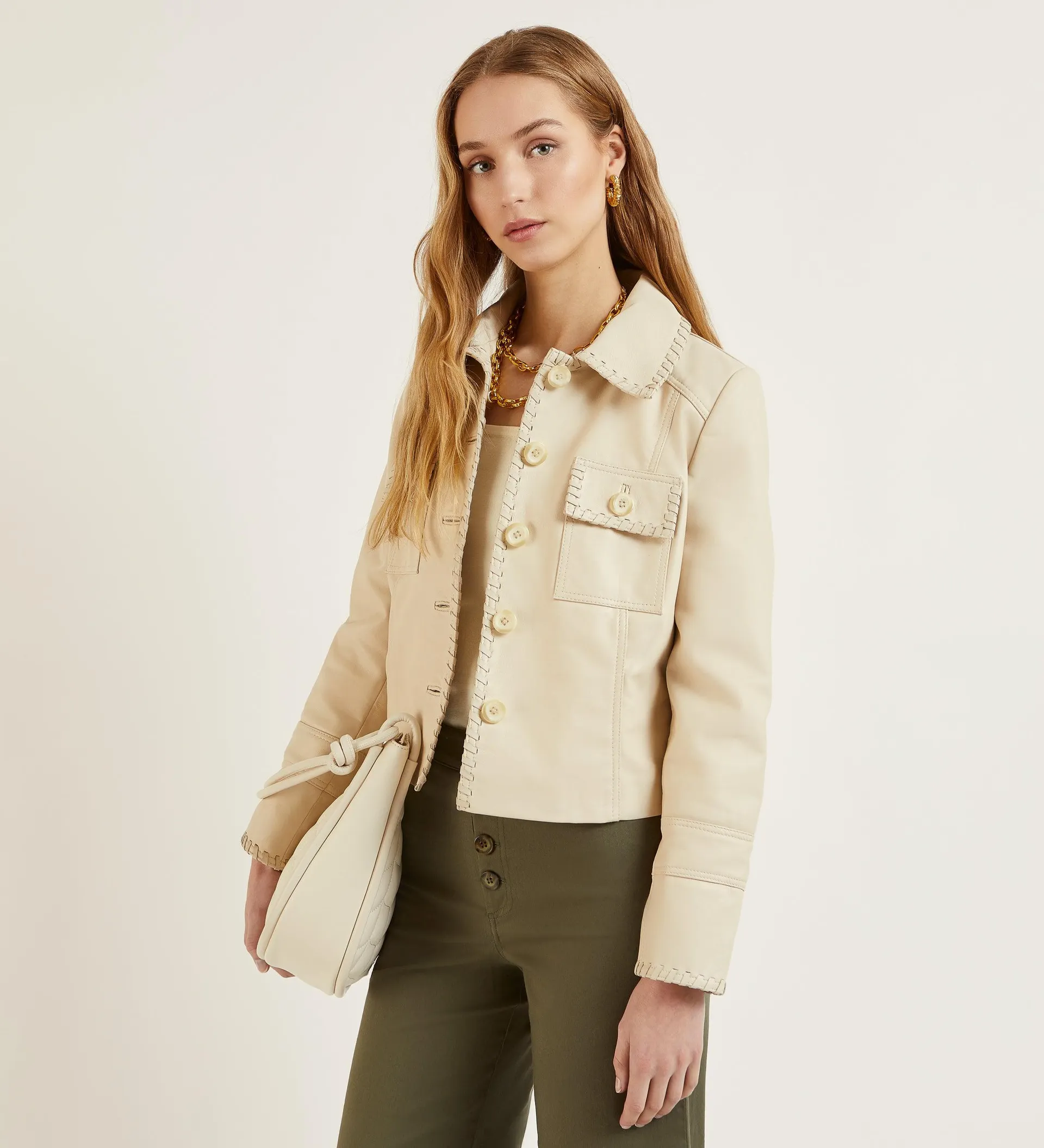 Chaqueta napa cordón entrelazado