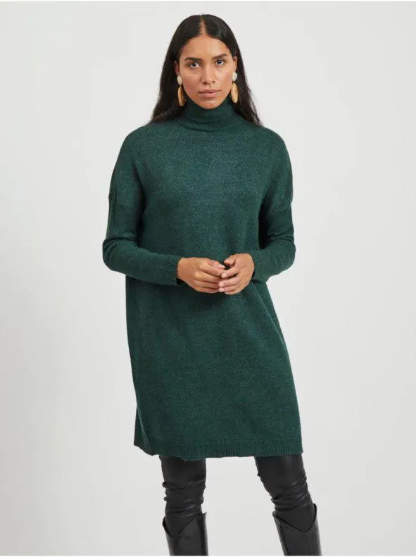 Vestido punto cuello cisne de mujer