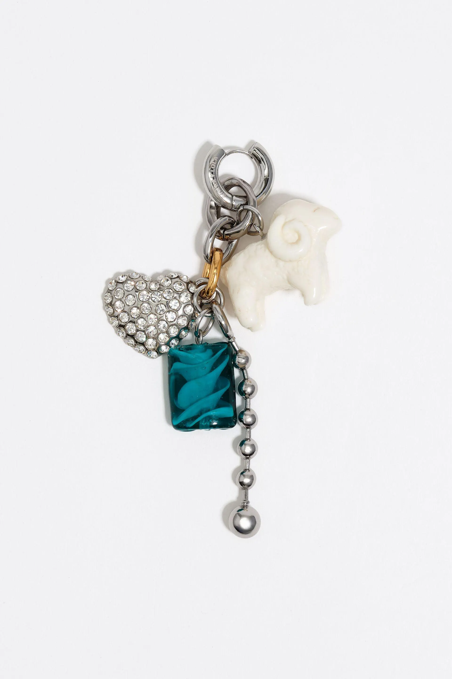 Pendiente aro multicharms plateado