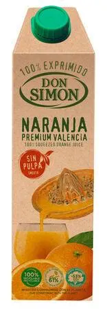 Zumo de naranja sin pulpa exprimido Don Simón 1l
