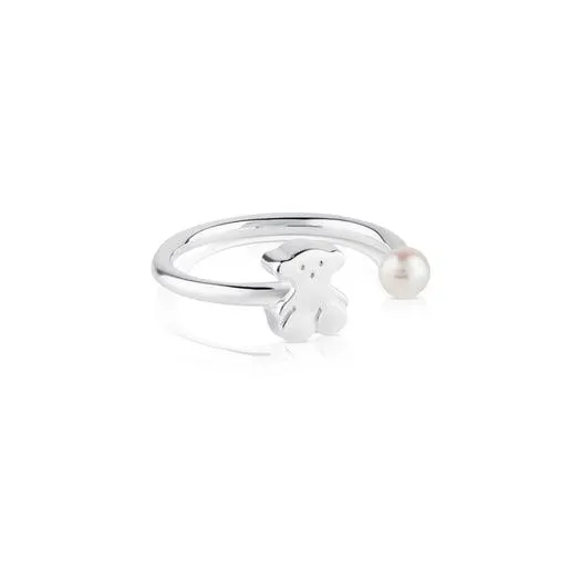 Anillo abierto de plata con perla Sweet Dolls