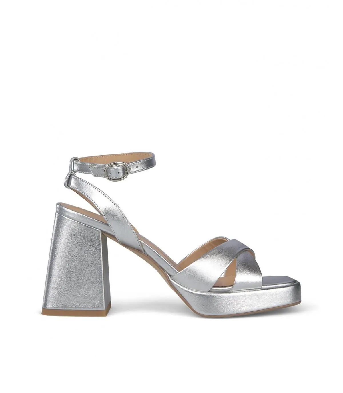 Sandalia de Mujer de tacón realizada en Piel.