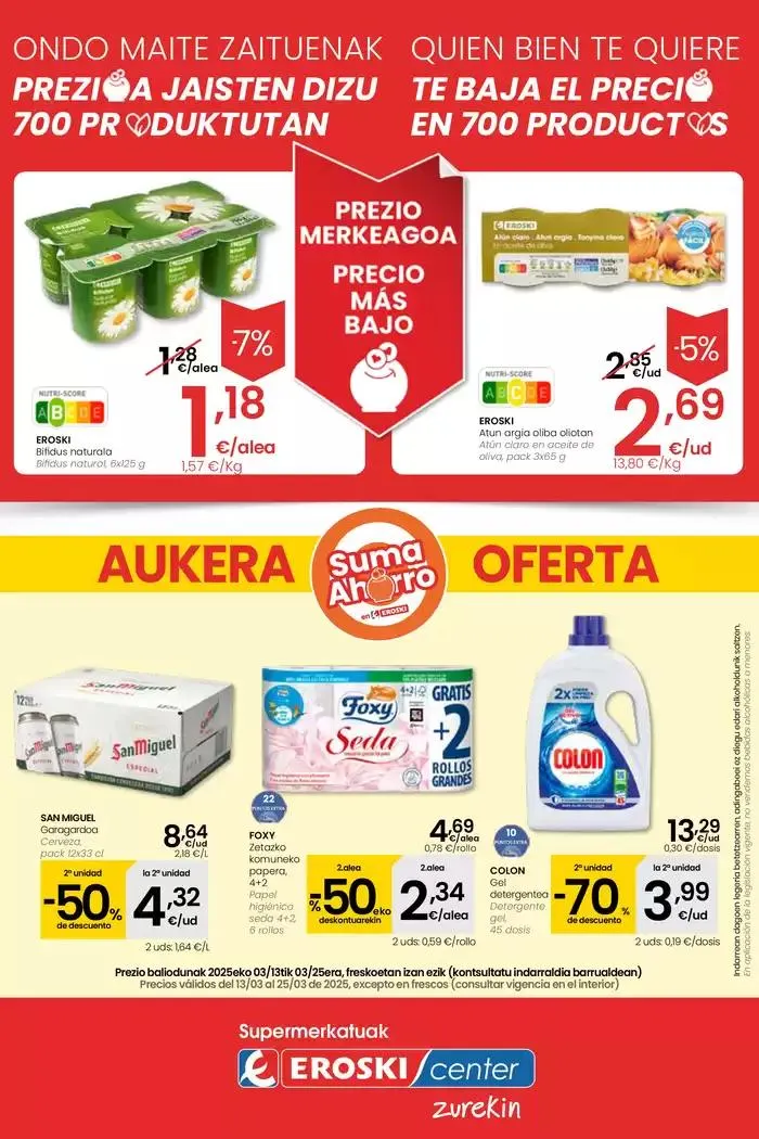 Catálogo de Prezio merkeagoa EROSKI CENTER 13 de marzo al 26 de marzo 2025 - Página 1