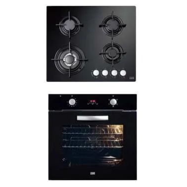 Set cocina gas y horno negro C&L