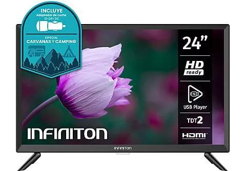 TV LED 24'' - INTV-24BA130 INFINITON, HD-ready, DVB-T2 (H.265)Sí, Negro