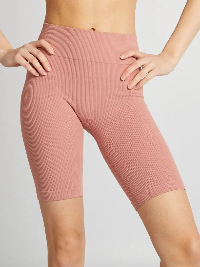 Pantalón ciclista de punto de canalé - ROSA
