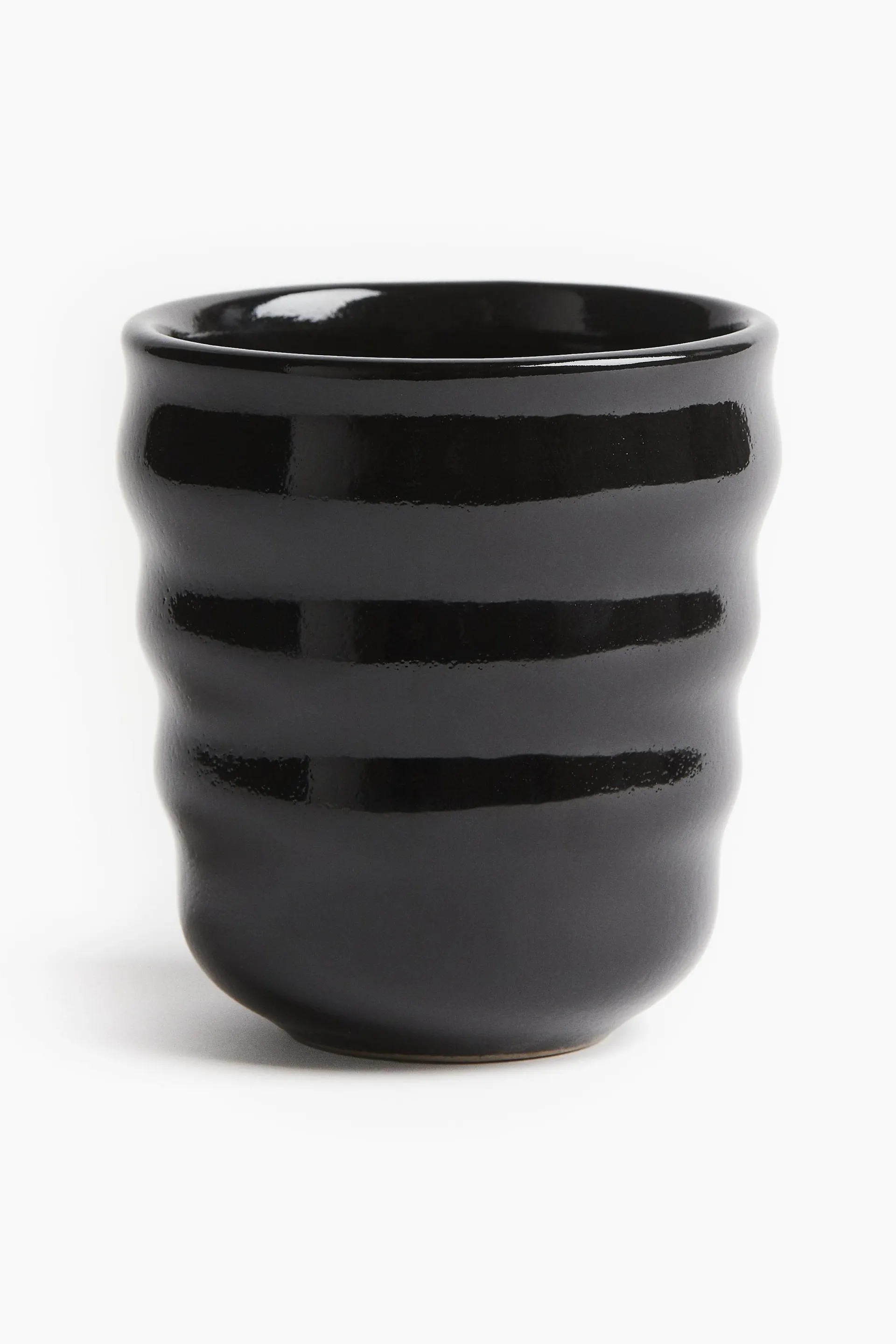 Taza de gres acanalada