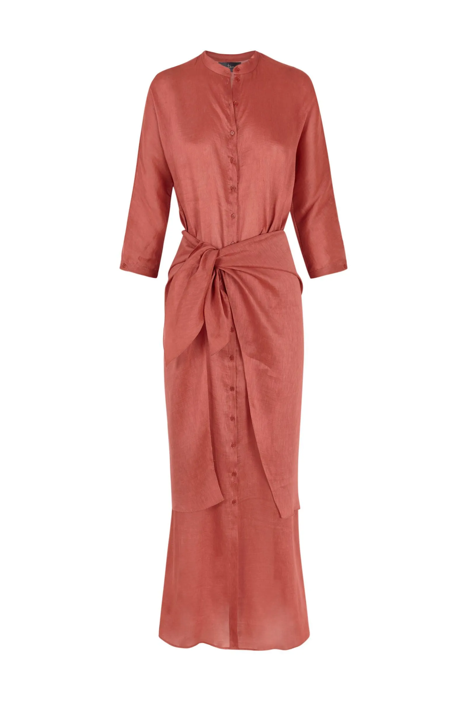 Mikaela, red silk and linen dress