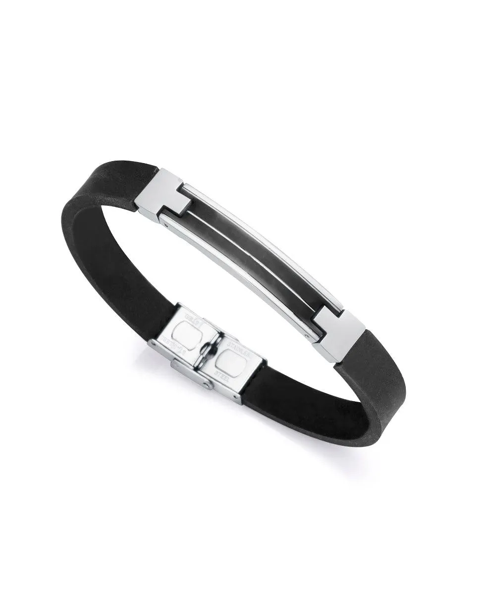 Pulsera Heat de silicona negra y placa de acero con Ip Negro