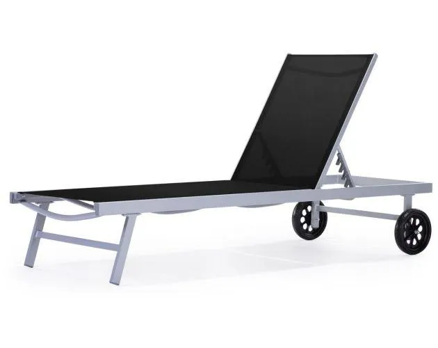 Tumbona en aluminio y textileno bella - "phoenix" - plateado/negro