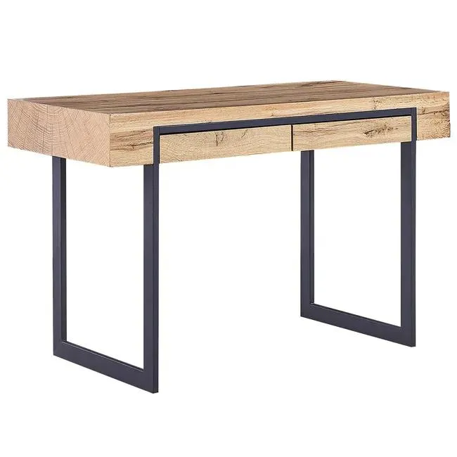 Beliani Escritorio madera clara/negro 120 x 55 cm VIDA
