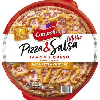 CAMPOFRIO Pizza & Salsa pizza de jamón y queso con salsa extra cheddar envase 360 g