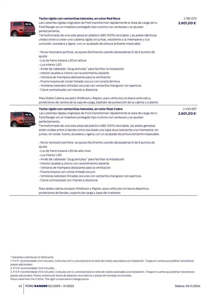 Catálogo de Ford de accesorios Ford Ranger 13 de noviembre al 13 de noviembre 2025 - Página 42