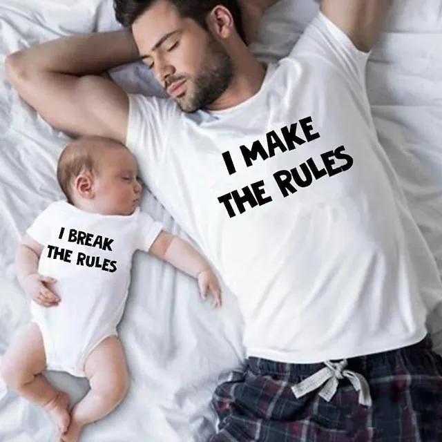 Papá y yo Camiseta Algodón Letra Diario Estampado Blanco Manga Corta Trajes de mamá y yo Activo Trajes a juego