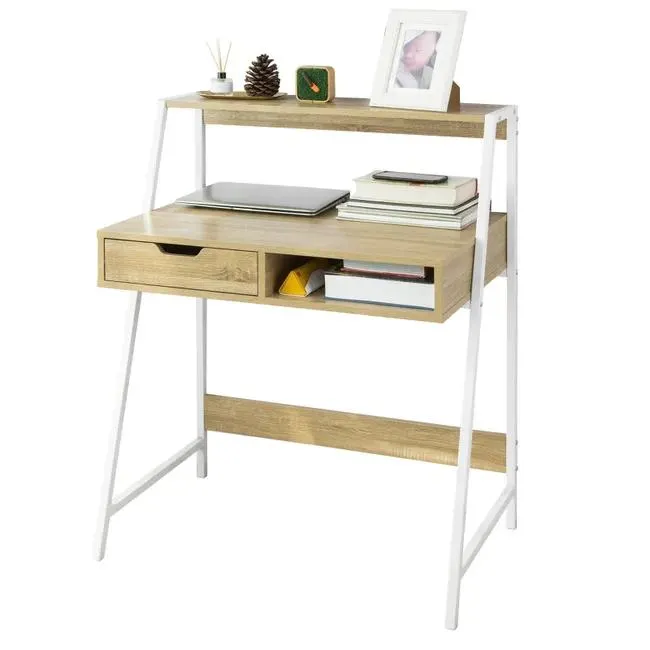 Mesa de Escritorio Mesa de Ordenador con 2 cajones y 1 Estante L81 cm x P50cm x H100cm FWT63-N SoBuy ES