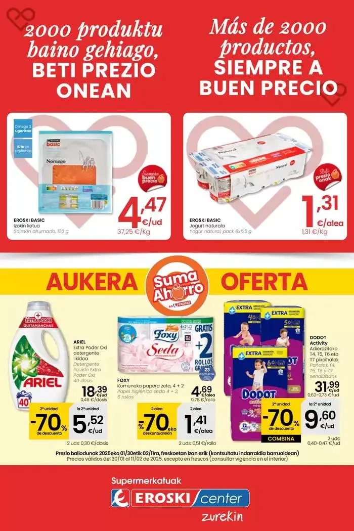 Catálogo de 2000 produktu baino gehiago, BETI PREZIO ONEAN EROSKI CENTER 30 de enero al 11 de febrero 2025 - Página 1