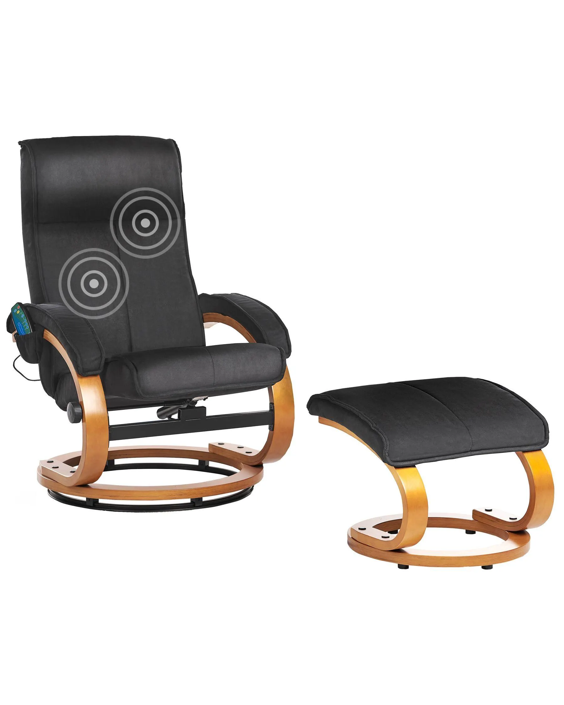 Sillón de masaje HERO con reposapiés Tela Negro