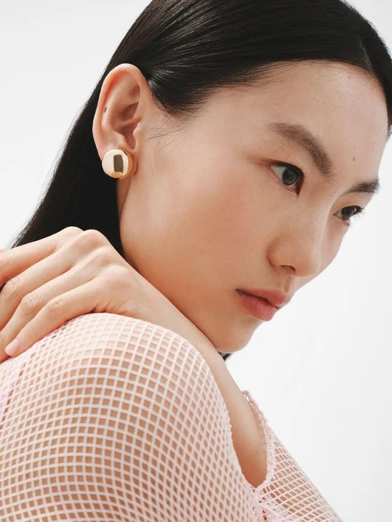 Pendientes de plata 925 bañada en oro amarillo de 18K con forma redonda