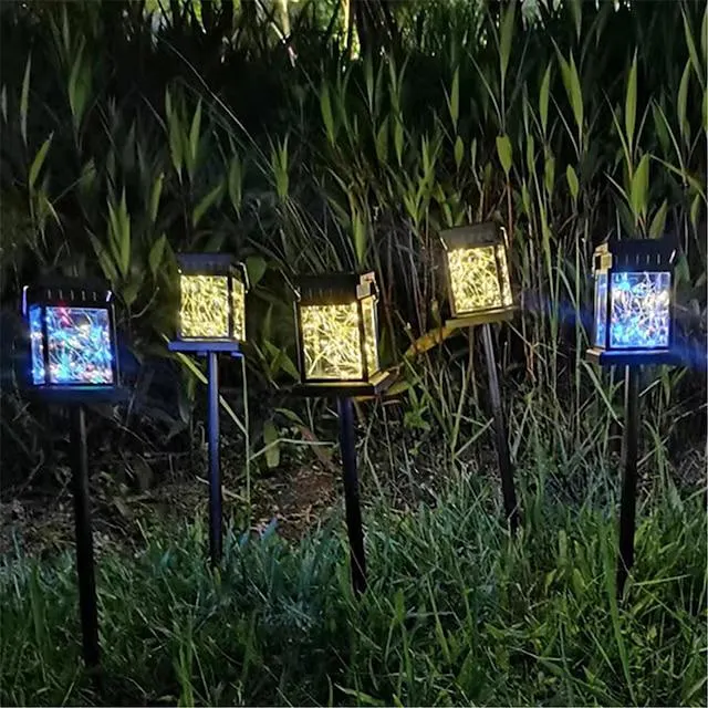 2 piezas 1 pieza con energía solar montada en el suelo de doble propósito luces de paisaje de jardín al aire libre luces de palacio retro luces de viento estrellas del cielo fiestas navideñas luces de
