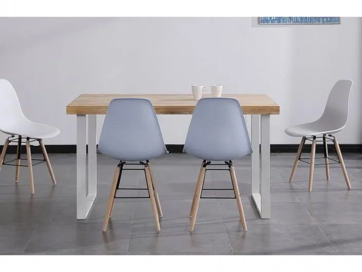 Mesa de comedor fija de 140 cm color natural roble-blanco