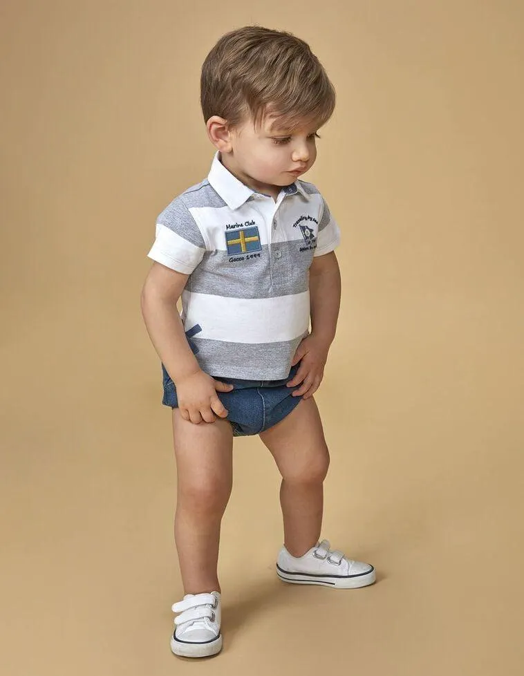 Polo parche flag gris