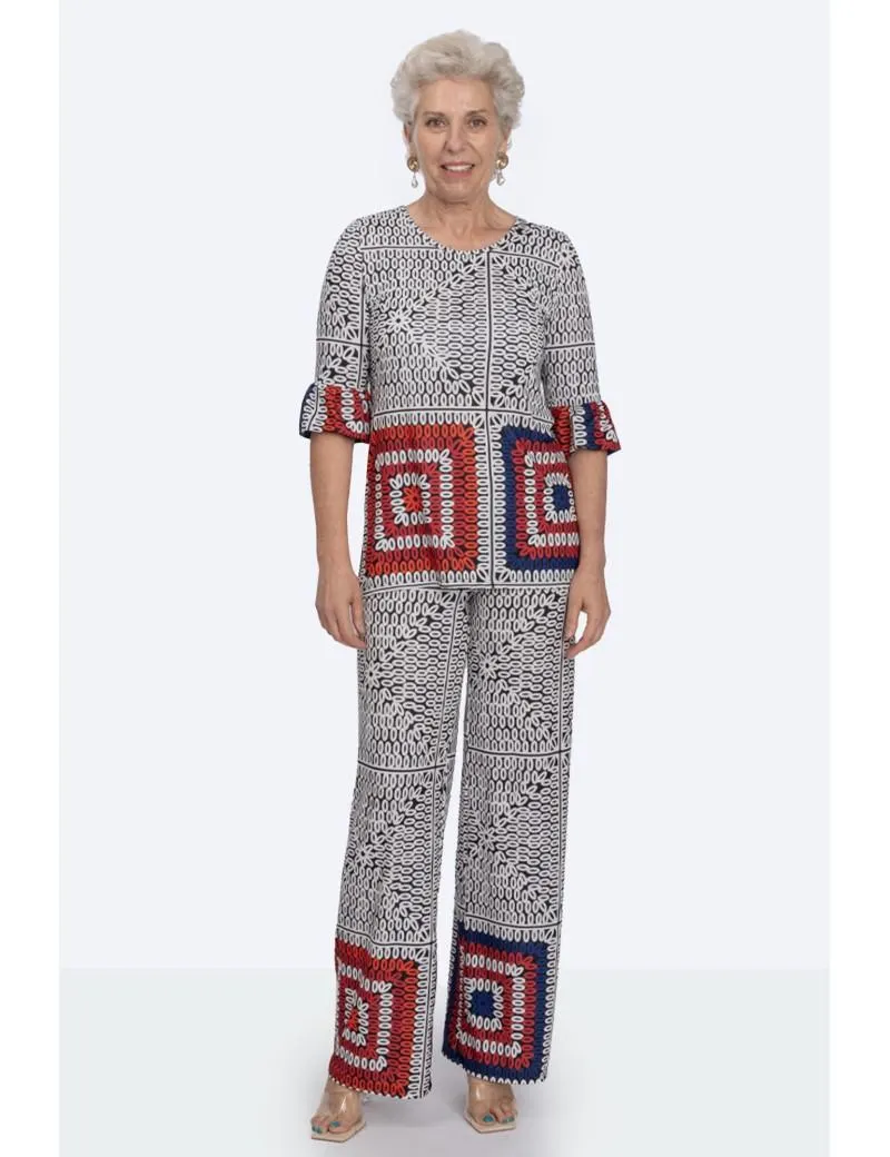 Camiseta Manga Abullonada Cenefas