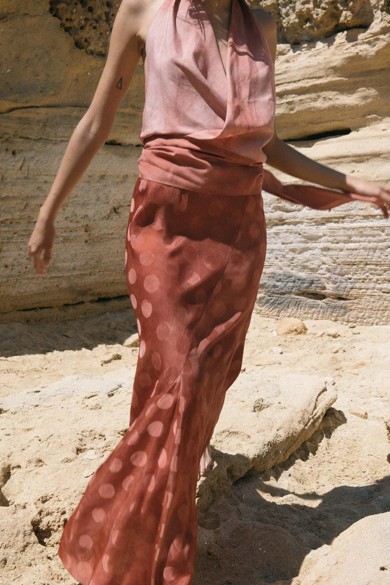 Barita, strawberry polka dot jacquard skirt