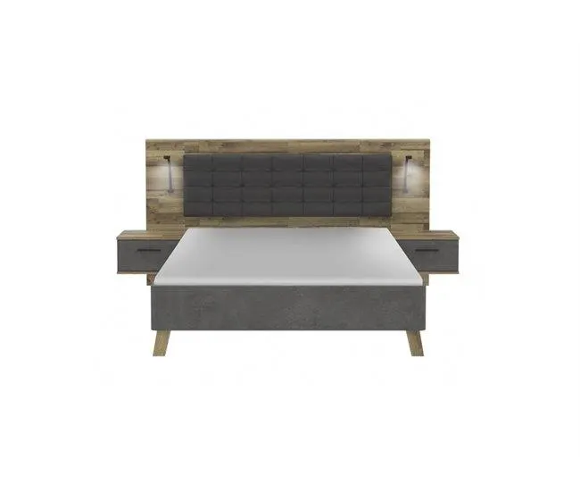 Conjunto cama 150x190cm con cabecero y mesitas de noche RICCIANO