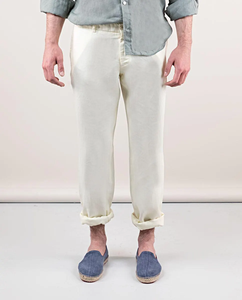 Pantalón Garment Dyed Lino Crudo
