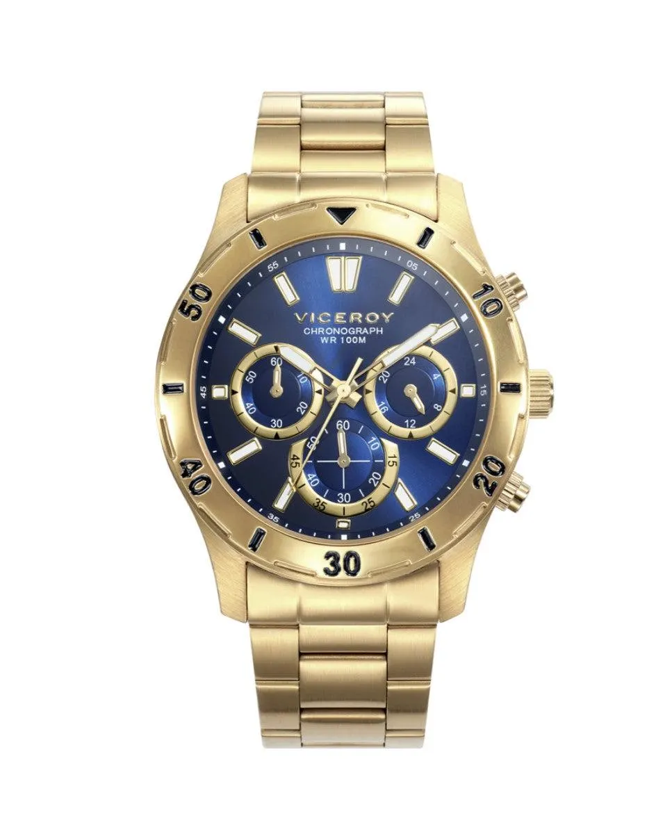 Reloj de hombre Heat 401135-36 de acero IP dorado y cronógrafo