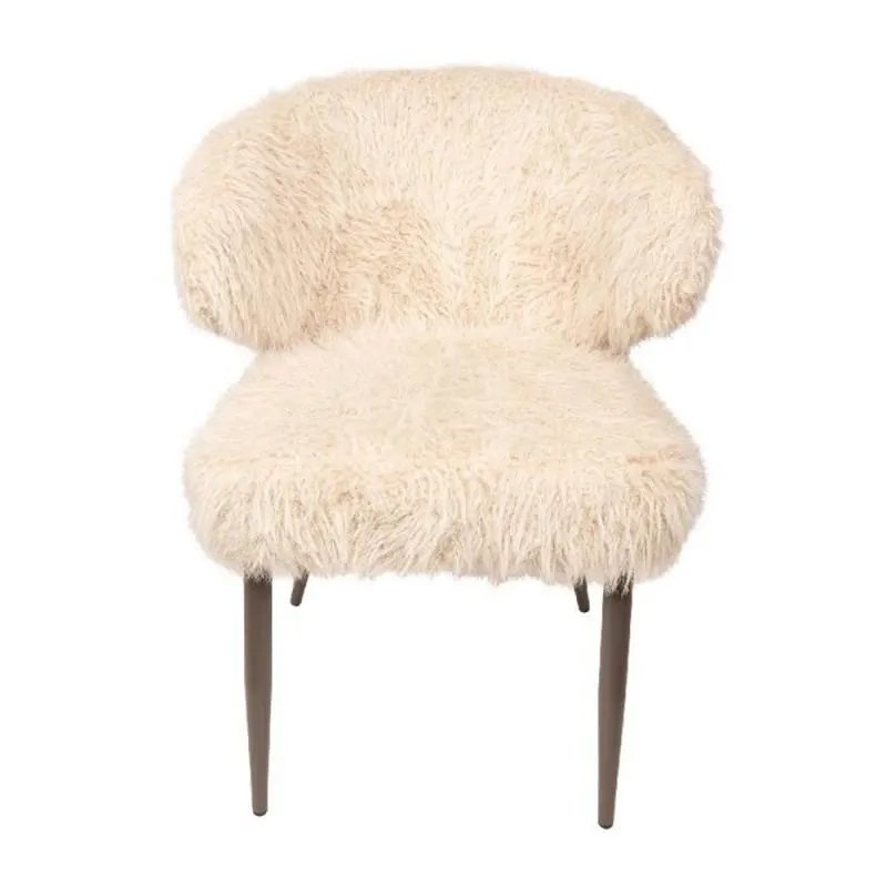 Ares beige long pile upholstered dining chair