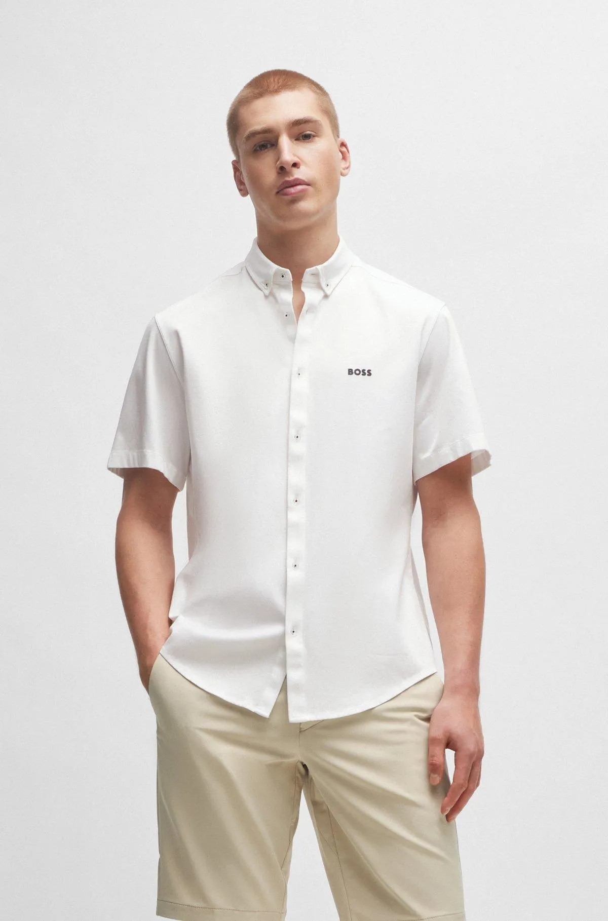 Camisa regular fit de punto piqué de algodón